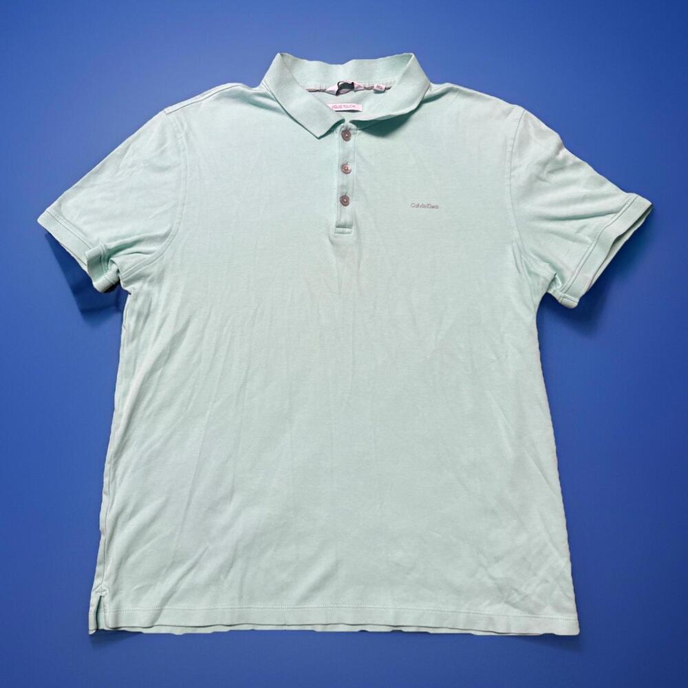 Calvin Klein Shirt Mens Small Short Sleeve Polo Liquid Touch Golf‎ Mint Green